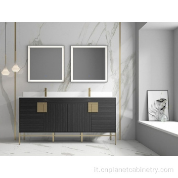 Luxuria in legno a doppio lavello specchio da bagno Vanity mobili